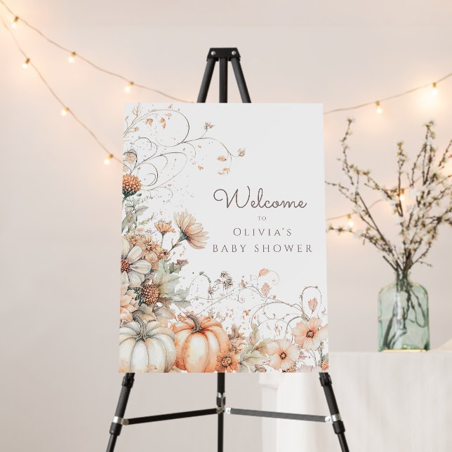 Little Pumpkin Baby Shower Welcome Foam Board (In Situ (Stand))