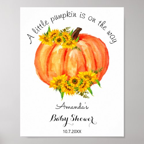 Little Pumpkin Baby Shower Welcome  Poster