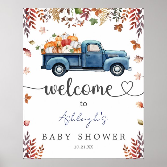 Little Pumpkin Baby Shower Welcome Sign (Front)