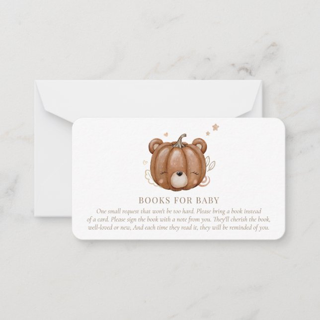 Little Pumpkin Bear Baby Books For Baby Note Card (Front)