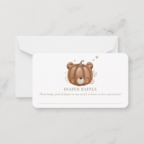 Little Pumpkin Bear Baby Diaper Raffle Note Card