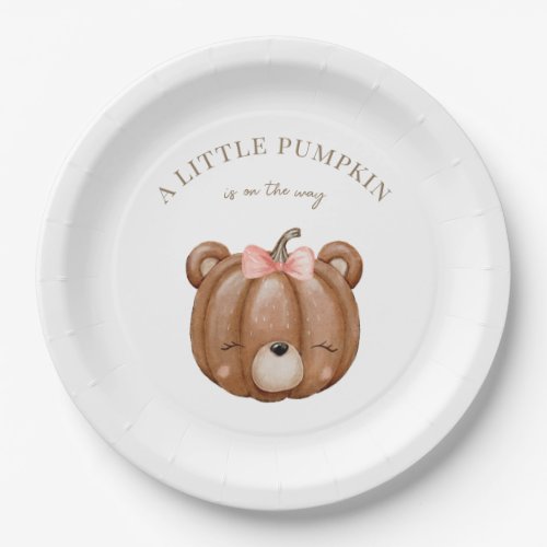 Little Pumpkin Bear Baby Shower Paper Plates