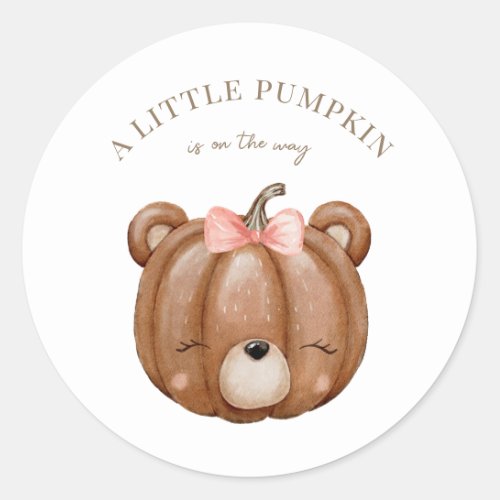 Little Pumpkin Bear Baby Shower Round Sticker