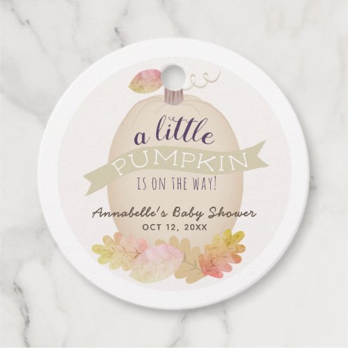 Little Pumpkin Beige Baby Shower Favor Tags