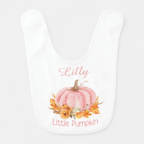 Little Pumpkin Bib Pink with custom text