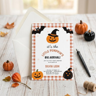  Little Pumpkin Big Arrival Halloween Baby Shower Invitation