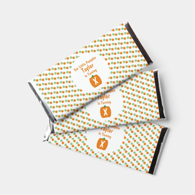 Little Pumpkin Birthday Hershey Bar Favors (Front)