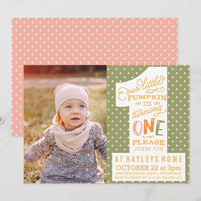little pumpkin birthday invitation (Front/Back)