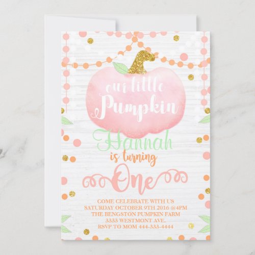 Little pumpkin birthday invitation fall birthday invitation