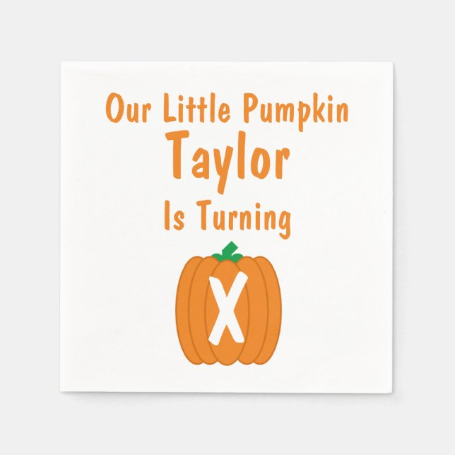 Little Pumpkin Birthday Napkins (Front)