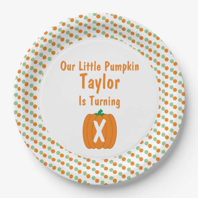 Little Pumpkin Birthday Paper Plates (Front)