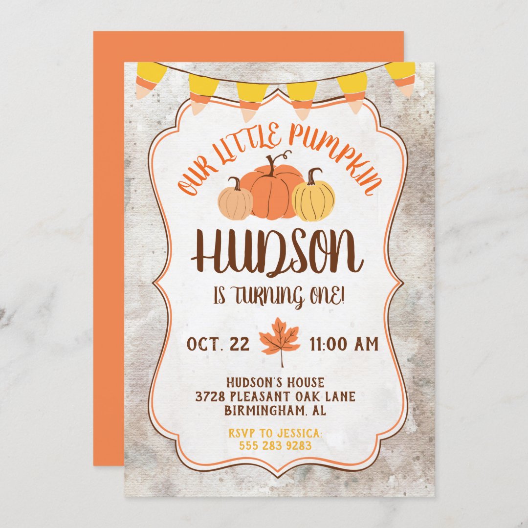 Little Pumpkin Birthday Party Invitation 