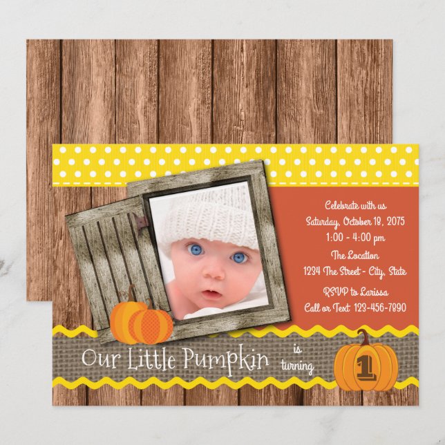 Little Pumpkin Birthday Party Invitation (Front/Back)