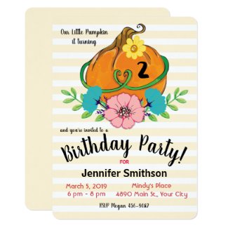 Little Pumpkin Birthday Party Invitations