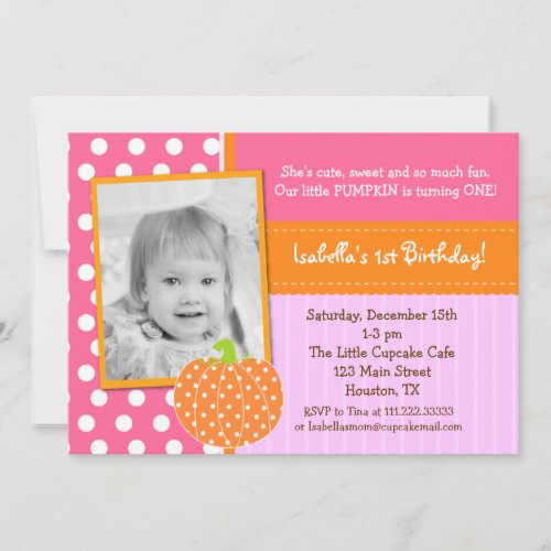 Little Pumpkin BIrthday Party Invitations