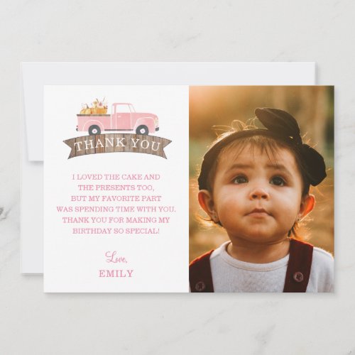 Little Pumpkin Birthday Photo Thank You Cards