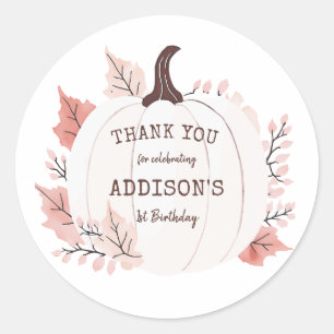Little Pumpkin Birthday Thank You Classic Round Sticker