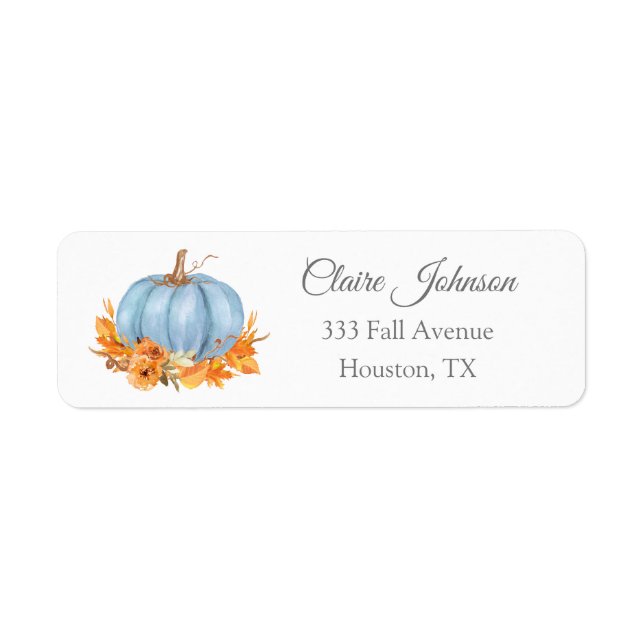 Little Pumpkin Blue Autumn Fall Address Label  (Front)