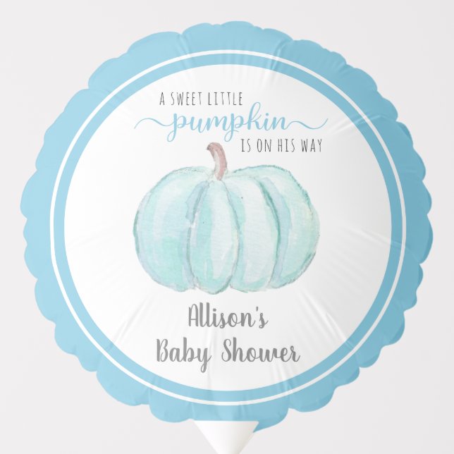 Little Pumpkin Blue Baby Boy Shower Blue Balloon (Front)