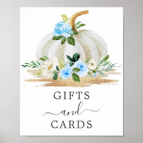 Little Pumpkin Blue Baby Shower Gifts  Cards Sign