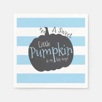 Little Pumpkin Blue Baby Shower Napkins by DearHenryDesign at Zazzle