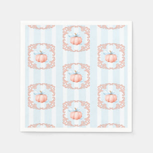 Little Pumpkin Blue Bow Boy Baby Shower Napkins