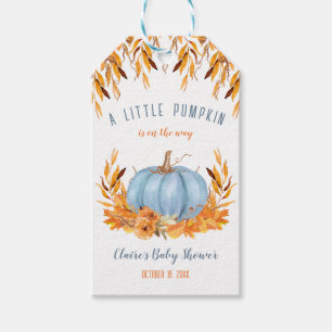 Little Pumpkin Blue Boy Baby Shower Favor Tags