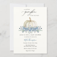 Little Pumpkin Blue Boy Baby Shower Invitation