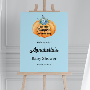 Little Pumpkin Blue Boy Baby Shower Welcome  Foam Board