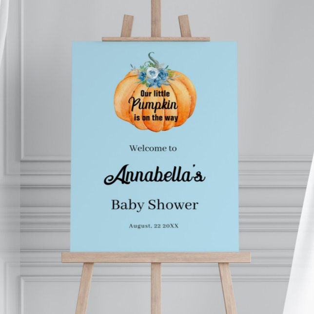 Little Pumpkin Blue Boy Baby Shower Welcome  Foam Board (Creator Uploaded)