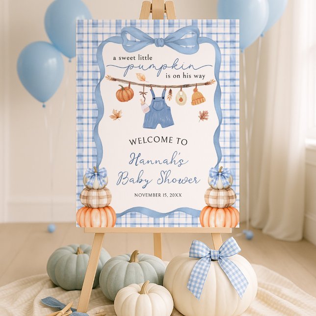 Little Pumpkin Blue Boy Baby Shower Welcome Sign (Creator Uploaded)