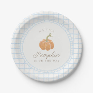 Little Pumpkin Blue Boys Baby Shower Paper Plates