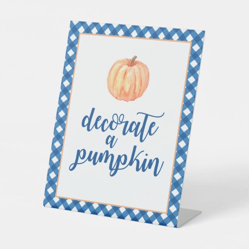 Little Pumpkin blue Fall Birthday Decorate Pedestal Sign