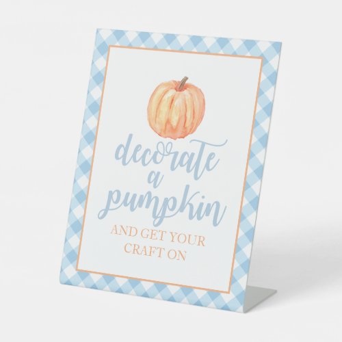 Little Pumpkin blue Fall Birthday Decorate pumpkin Pedestal Sign