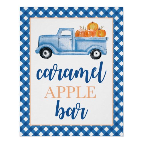 Little Pumpkin blue Fall Birthday Food Poster
