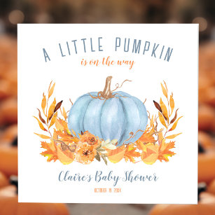 Little Pumpkin Blue Fall Boy Baby Shower Napkins