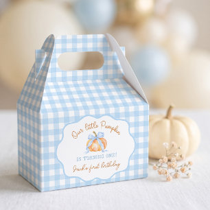 Little Pumpkin Blue Gingham Birthday Favor Box