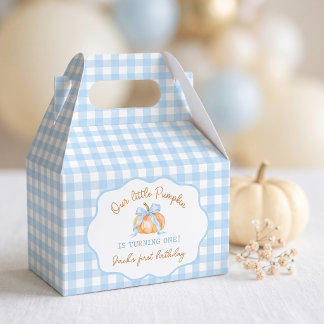 Little Pumpkin Blue Gingham Birthday Favor Box