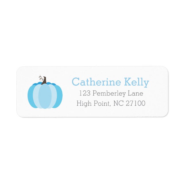 Little Pumpkin Blue Halloween or Shower Address Label (Front)