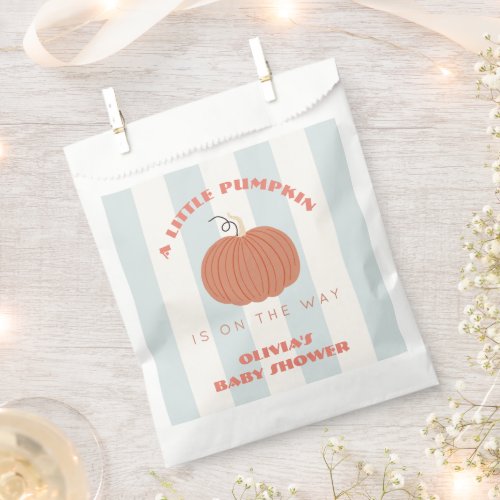 Little Pumpkin Blue Stripes Boy Baby Shower Favor Bag