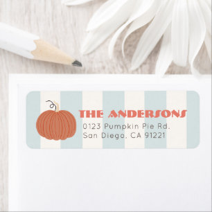 Little Pumpkin Blue Stripes Return Address Label
