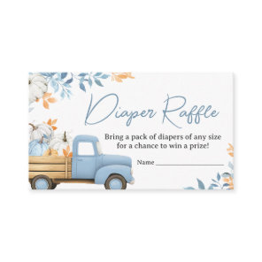 Little Pumpkin Blue Truck Fall Baby Diaper Raffle Enclosure Card
