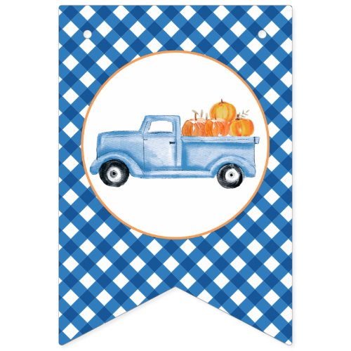 Little Pumpkin blue truck first birthday banner