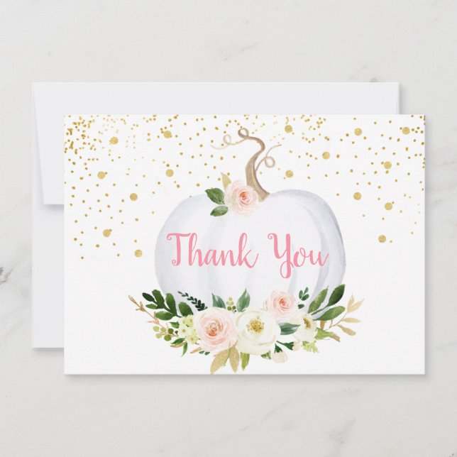 Little Pumpkin Blush Gold Thank You Card (Front)