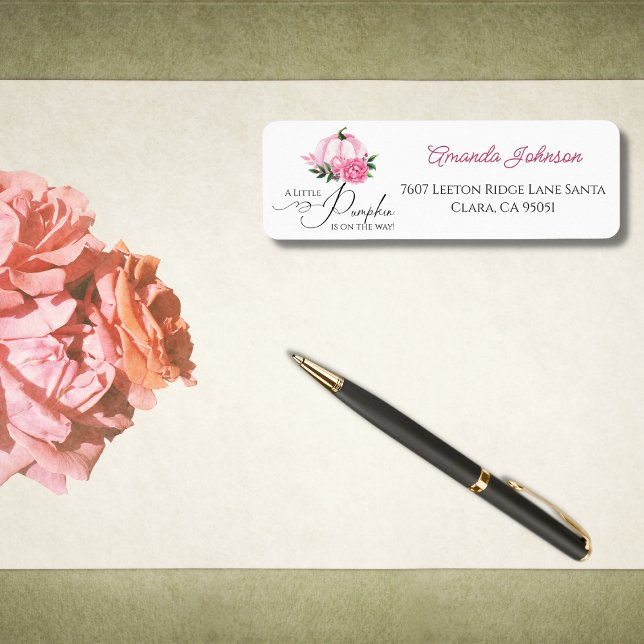 Little Pumpkin Blush Pink Fall Rustic Baby Shower Label (Creator Uploaded)