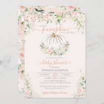 Little Pumpkin Blush Pink Floral Fall Baby Shower  Invitation