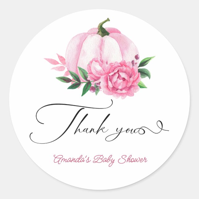 Little Pumpkin Blush Pink Rustic Baby Shower Classic Round Sticker (Front)