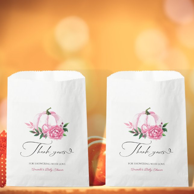 Little Pumpkin Blush Pink Rustic Baby Shower Favor Bag (Creator Uploaded)