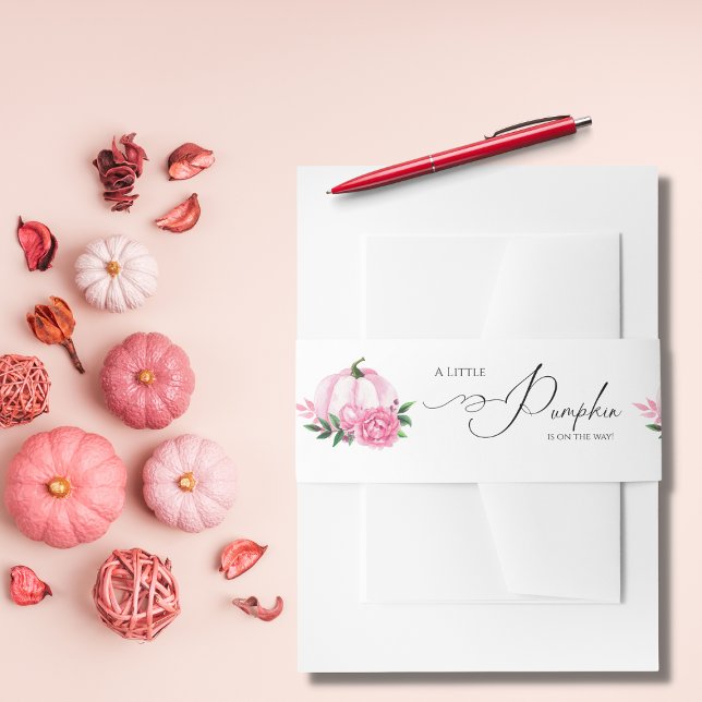 Little Pumpkin Blush Pink Rustic Baby Shower Invitation Belly Band (Creator Uploaded)