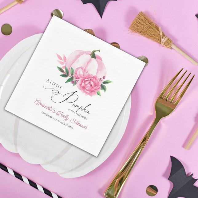 Little Pumpkin Blush Pink Rustic Baby Shower Napkins (Creator Uploaded)